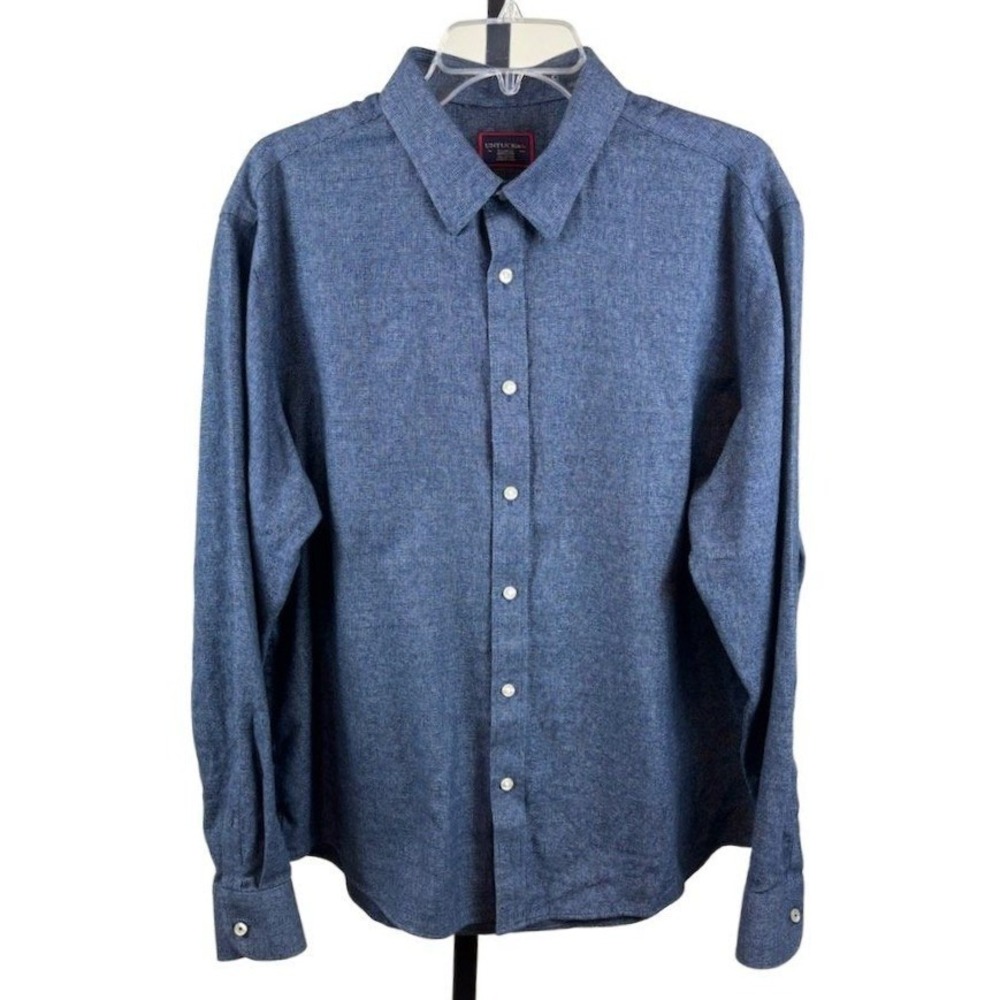 UNTUCKit Button Down Shirt Men's Size XL Blue Chambray Wrinkle Free‎